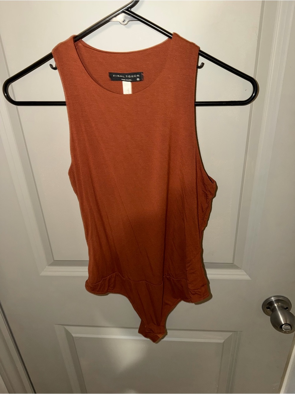 Final Touch Burnt Orange Sleeveless Bodysuit